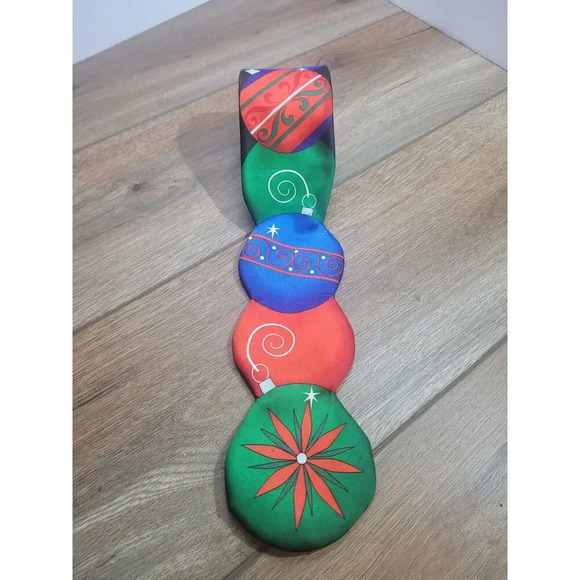 Men's Red Neck Tie Christmas Ornament Holiday Necktie - Picture 9 of 9